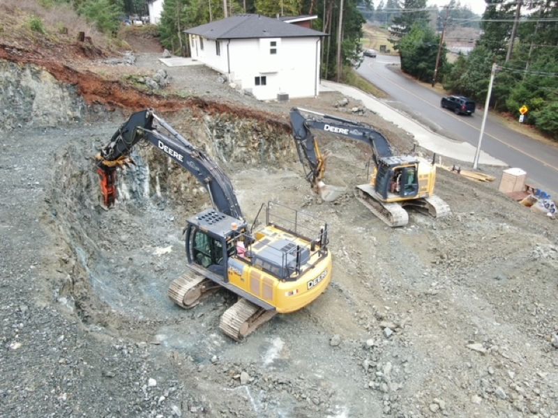 construction active digging in residential area
