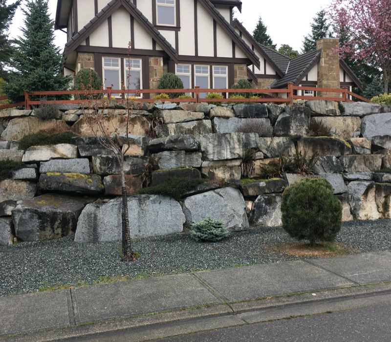 rock wall outside residence